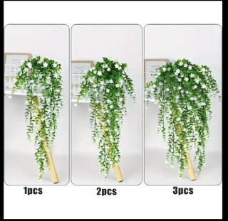 4 Flores Artificiales Colgantes Blancas