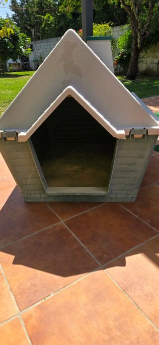 Caseta para perros verde y blanca