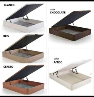 Canapé abatible madera y tela beige