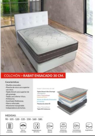 Canapé abatible madera y tela beige