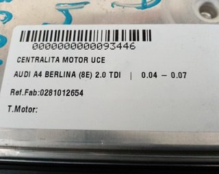 0281012654 centralita motor audi a4 berlina 93446
