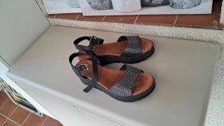 Sandalias Marila Mujer Talla 41 Negra y Plateada