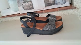 Sandalias Marila Mujer Talla 41 Negra y Plateada
