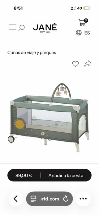Cuna de viaje Jané + colchón de regalo