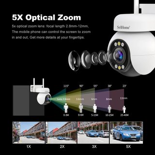 SRIHOME SH051 Cámara Exterior WiFi 4MP PTZ Zoom 5X