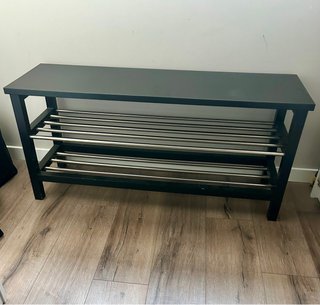 Banco zapatero negro y plateado