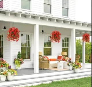 4 Flores Artificiales Colgantes Rojas