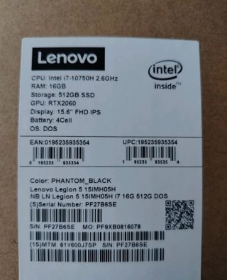 Lenovo Legion 5 i7 RTX 2060 16GB RAM