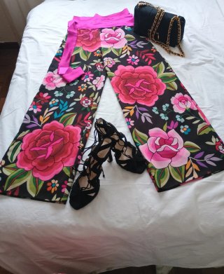 Elegante pantalón Palazzo de calidad