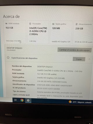 Lenovo ThinkPad i5-6200U + 16GB RAM + Cargador