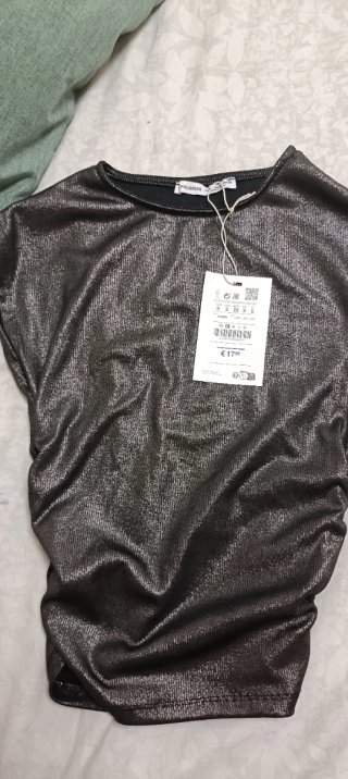 Camiseta Pull&Bear Brillo Plateada Talla S