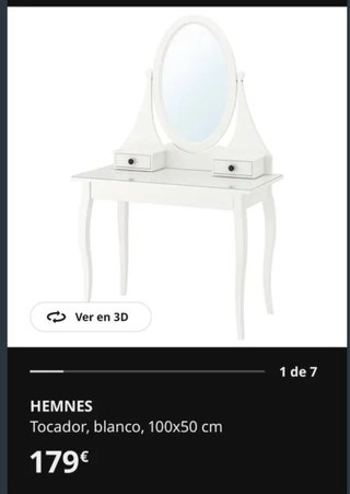 Tocador HEMNES blanco 100x50 cm