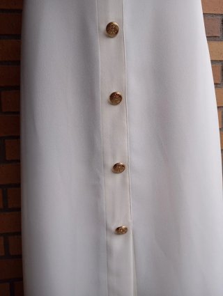 Falda Midi Zara Crema Botones Dorados