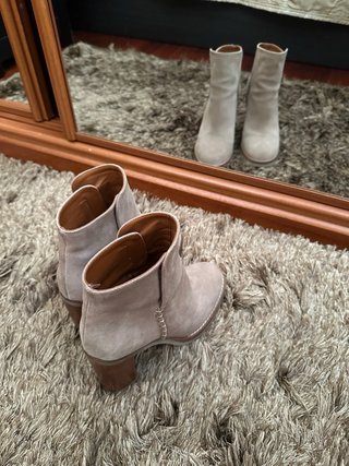 Botines de ante taupe con tacón grueso - Talla 38