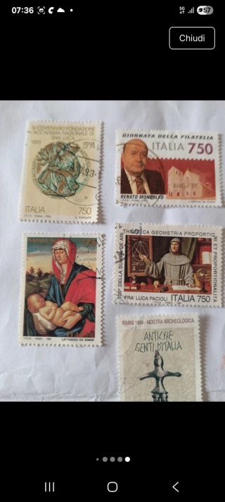 5 Francobolli Italiani 1993/94 usati
