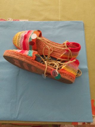 Zapatillas Esparto Ganchillo Multicolor Talla 38