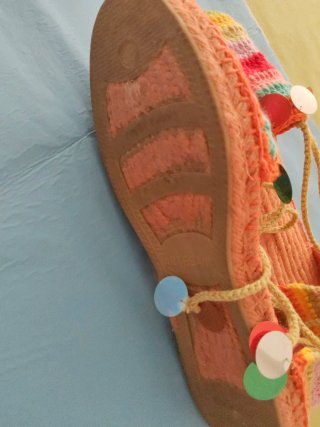 Zapatillas Esparto Ganchillo Multicolor Talla 38
