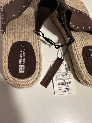 Sandalias Pull&Bear Cuero Marrón Beige Talla S