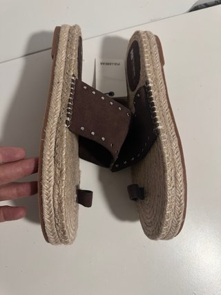 Sandalias Pull&Bear Cuero Marrón Beige Talla S