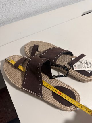 Sandalias Pull&Bear Cuero Marrón Beige Talla S