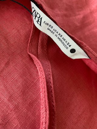 Vestido Zara Lino Coral/Rosa T.XS Nuevo etiquetado