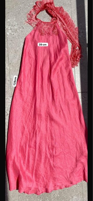 Vestido Zara Lino Coral/Rosa T.XS Nuevo etiquetado