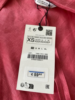 Vestido Zara Lino Coral/Rosa T.XS Nuevo etiquetado
