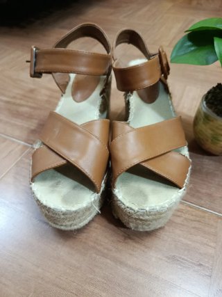 Sandalias cuña esparto marrón T37