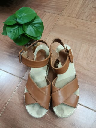 Sandalias cuña esparto marrón T37