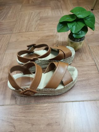 Sandalias cuña esparto marrón T37