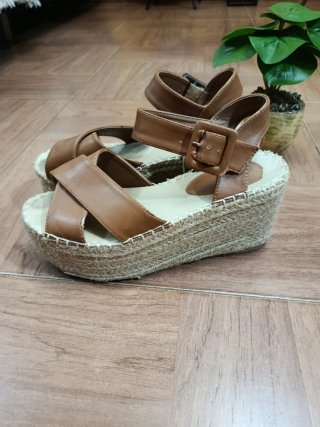 Sandalias cuña esparto marrón T37