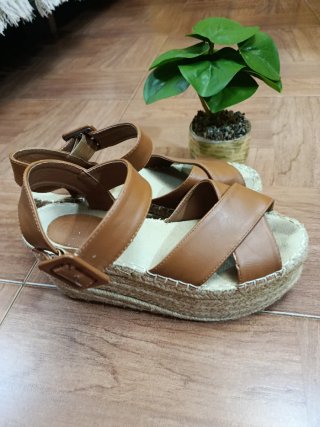 Sandalias cuña esparto marrón T37