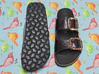 Chanclas Bio Piel Talla 36 Hebillas Doradas