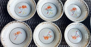 7 Platos Vintage de postre de Pan de Oro Porcelana