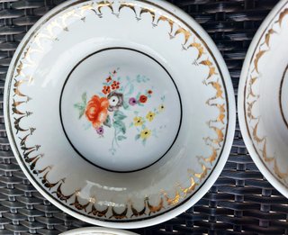 7 Platos Vintage de postre de Pan de Oro Porcelana