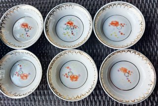 7 Platos Vintage de postre de Pan de Oro Porcelana