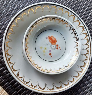 7 Platos Vintage de postre de Pan de Oro Porcelana
