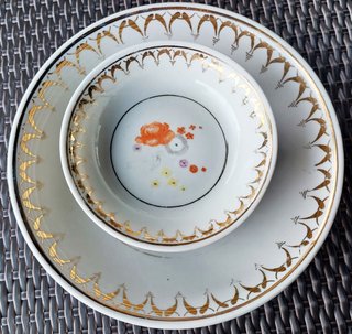 7 Platos Vintage de postre de Pan de Oro Porcelana