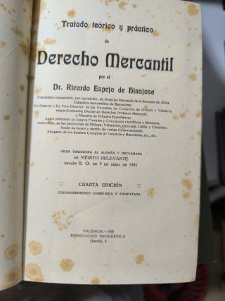 Libro antiguo derecho mercantil 1922