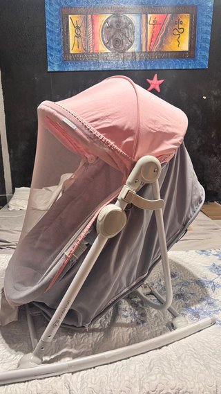 Mecedora bebé Kinderkraft rosa y gris