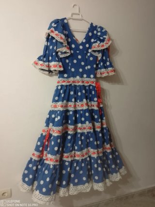 Vestido Flamenca Lunares Azul