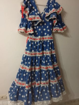 Vestido Flamenca Lunares Azul