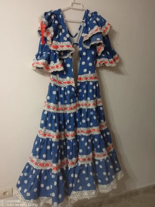 Vestido Flamenca Lunares Azul