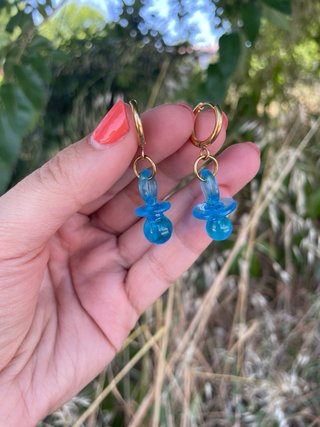 Pendientes Chupete Vintage Azul Dorado