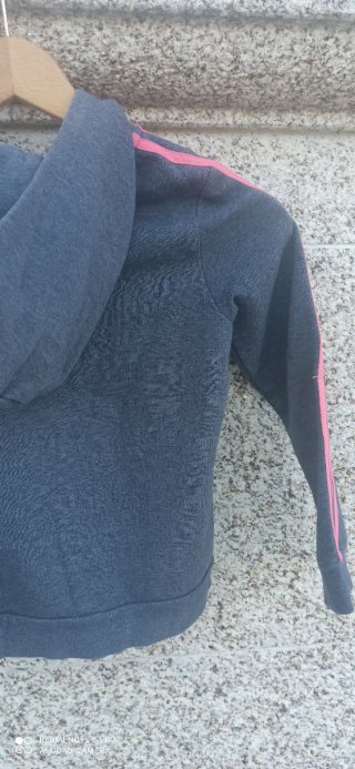 Sudadera Adidas gris y rosa con cremallera, talla