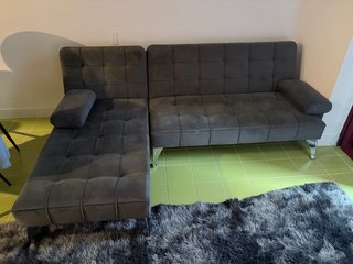 Sofá Cama Gris Terciopelo