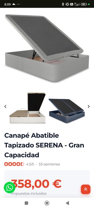 Canapé Cama 135x190 Gris Claro