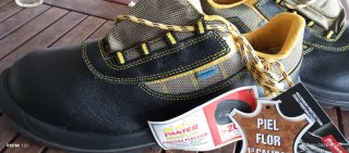 Zapatos Seguridad Panter Piel Flor Negra
