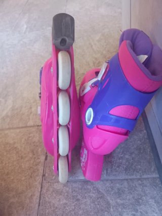 Patines Oxelo rosas talla ajustable + Casco