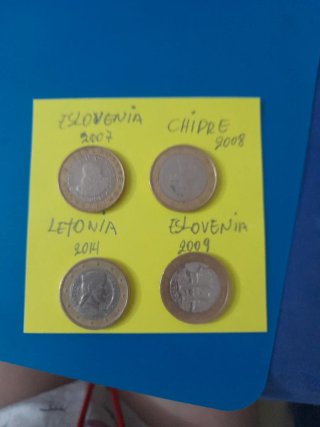 Lote 4 monedas: Eslovenia, Chipre, Letonia